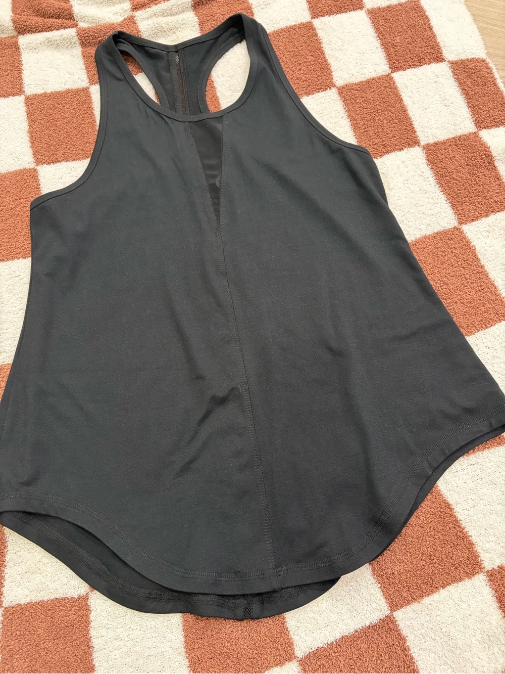 Black Racerback Tank Top with Mesh Inset